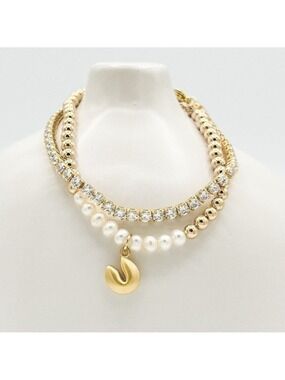 Vintage pearl and fortune cookie bracelet